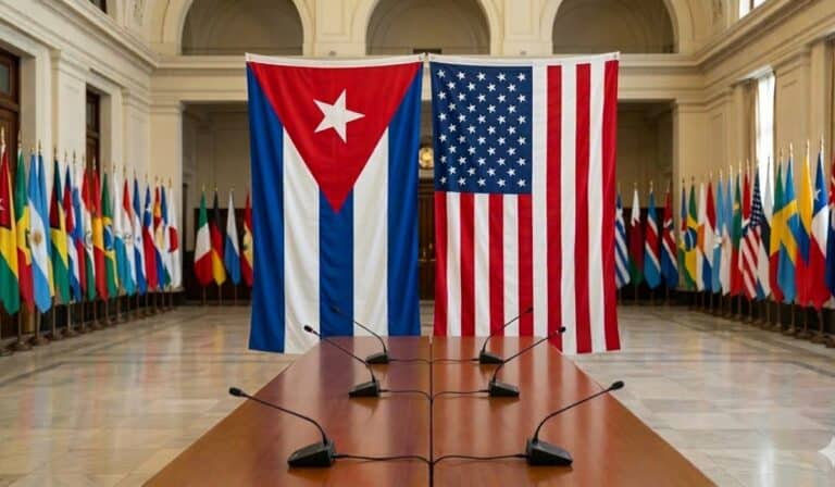 En medio de manifestaciones, Cuba confirma conversaciones con Estados Unidos; advierte acuerdos llevarán tiempo Cuba confirma acercamientos con Estados Unidos. Imagen generada con IA por Gemini con fines