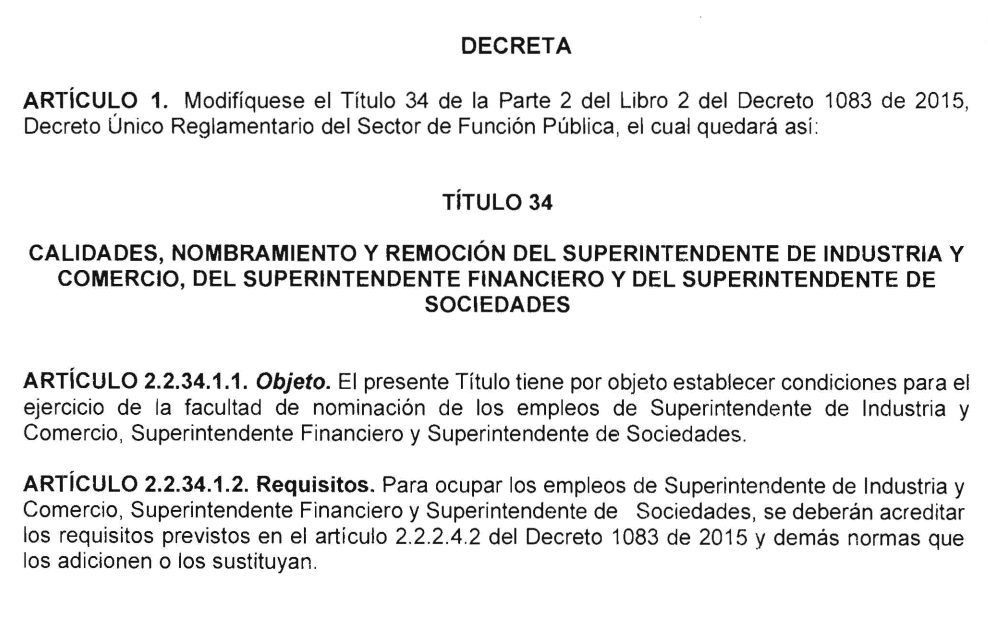 Gobierno Petro se desmarca de la OCDE y baja requisitos para nombrar superintendentes de Industria, Financiero y Sociedades Decreto cambios superintendentes clave