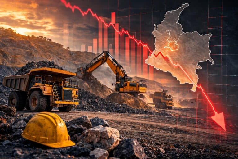 El sector minero en Colombia registró sus peores cifras en inversión extranjera directa en los últimos nueve años Minería en Colombia. Imagen: Generada por AI