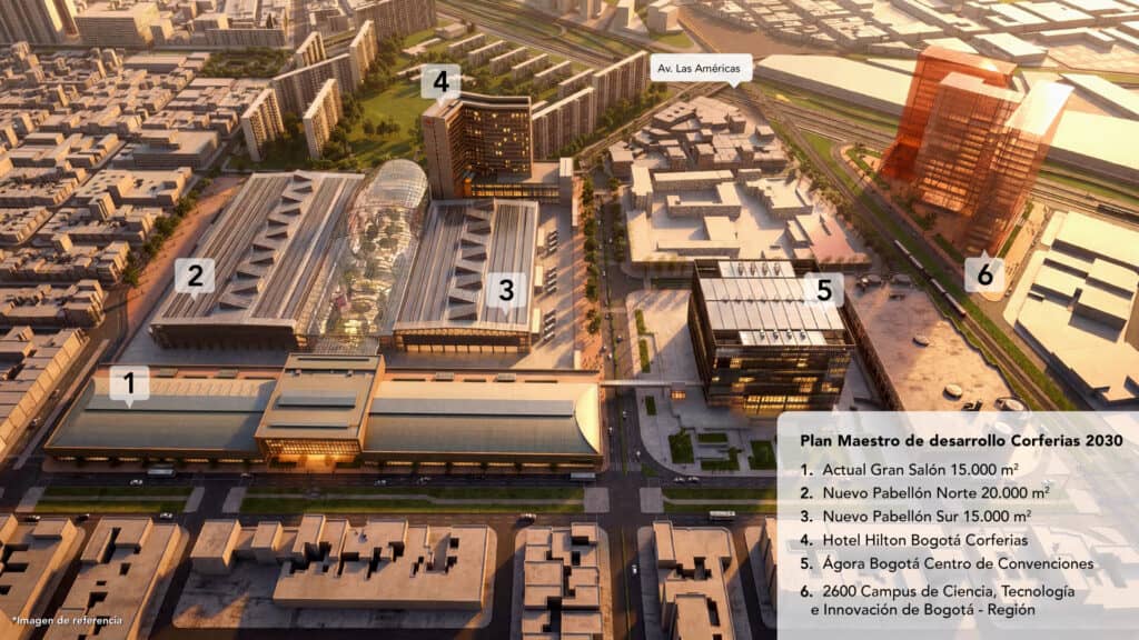 Corferias anuncia renovación total de su recinto ferial en Bogotá La renovación de Corferias contempla nuevos pabellones y modernización de su infraestructura. Imagen de referencia cortesía de Corferias.