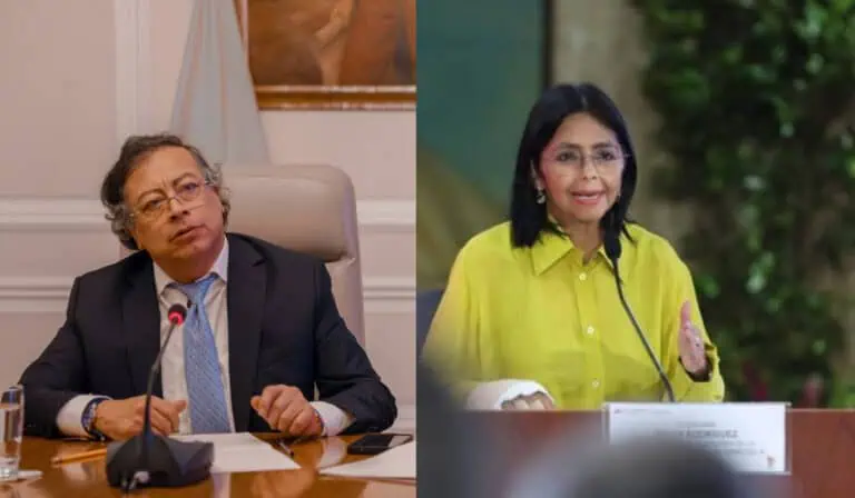Presidente Gustavo Petro y presidente (e) de Venezuela, Delcy Rodríguez. Imagen: Presidencia de Colombia y Cuenta oficial en X de la Vicepresidencia de Venezuela.