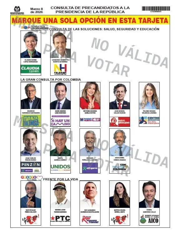 Arrancan las elecciones más intensas en años en Colombia: Congreso y tres consultas presidenciales que redefinirán el mapa político Tarjeton consultas Colombia