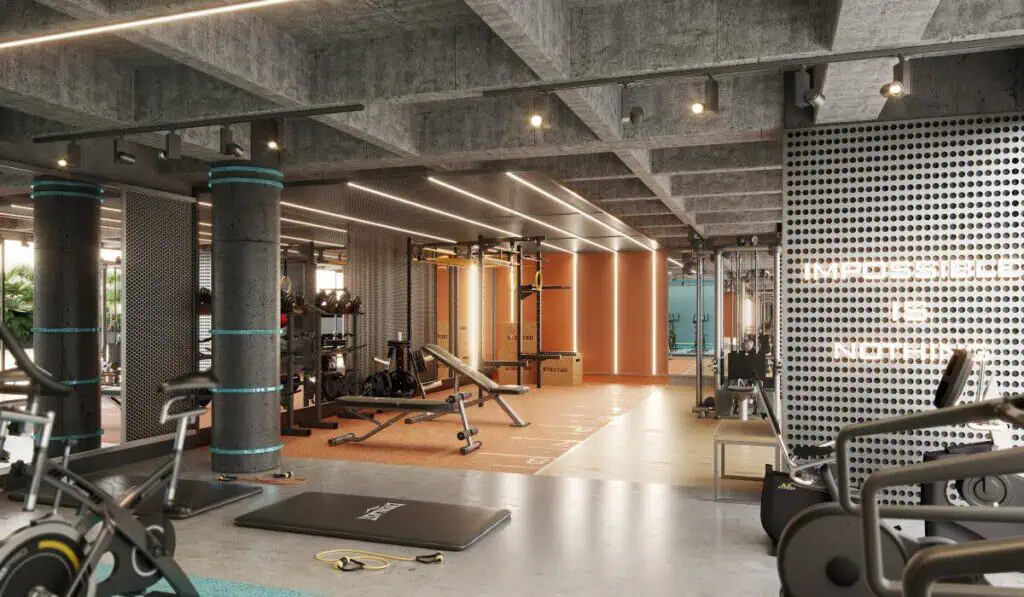 Aticca, el nuevo proyecto inmobiliario en Sabaneta que responde a la demanda de tiempo, flexibilidad y cercanía Gym Aticca. Foto: cortesía Trazos Urbanos