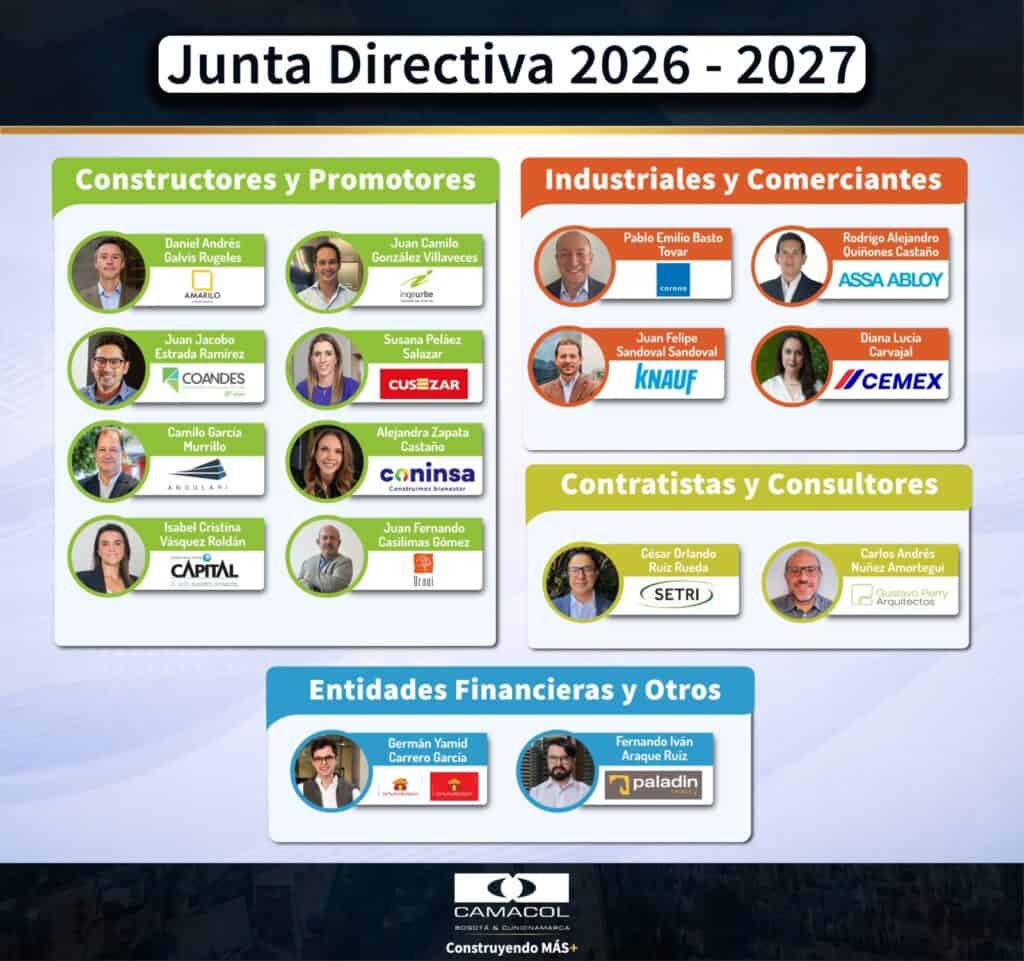 Camacol Bogotá - Cundinamarca alerta al próximo Gobierno: desistimientos de viviendas y costos e informalidad del sector Junta Directiva de Camacol