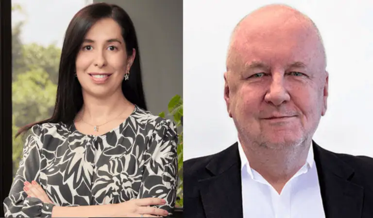 Natalia Correa, vicepresidente financiera de Mineros y Michael Doyle, asesor técnico principal. Imagen: LinkedIn/Canagold