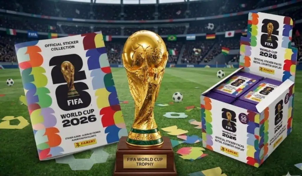 album-panini-cajas-trofeo En esta fecha comienza la distribución del álbum del Mundial 2026 en Colombia con cajas incluidas
