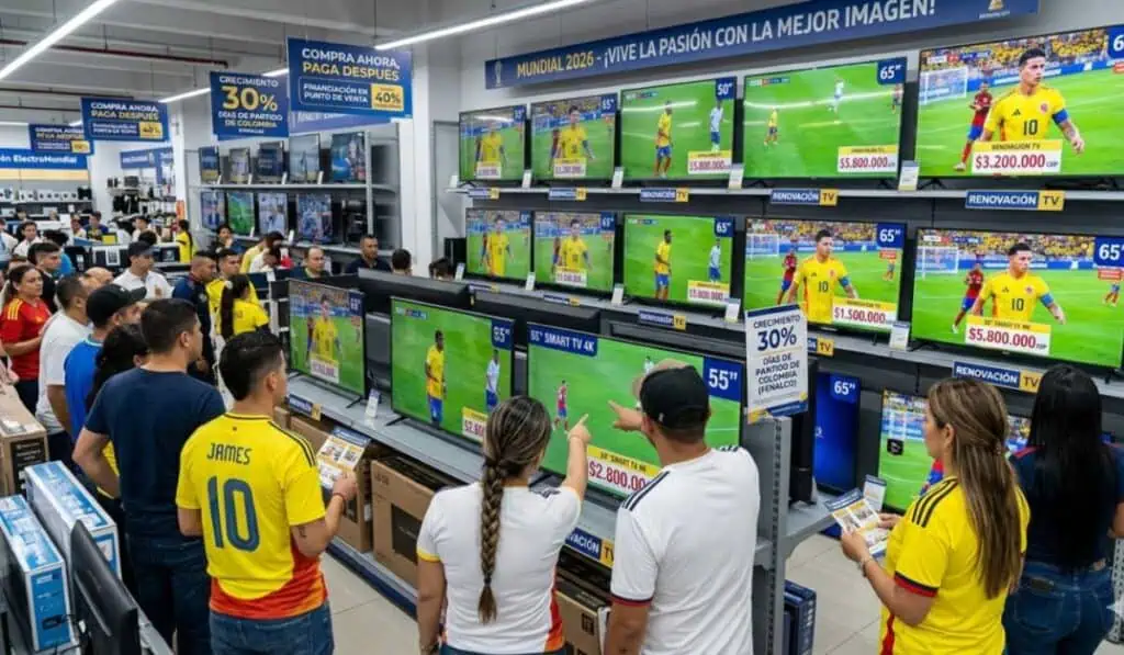 Fiebre por el Mundial 2026 impulsa compras en Colombia: Ventas de tecnología crecieron 34 % Colombianos quieren TV nueva para el Mundial, pero no tienen cómo pagarla