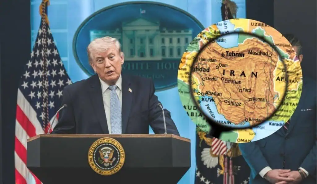 Irán anuncia cierre total del estrecho de Ormuz y EE. UU. ataca con bombardeos Donald Trump, presidente de Estados Unidos. Imagen: White House en Flickr y Canva.