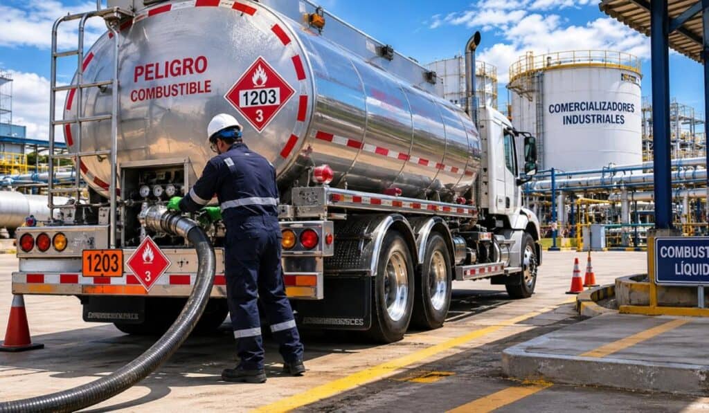 Gremio denunció que MinMinas estaría prohibiendo compartir vehículos de transporte para comercializadores industriales Mercado de combustibles. Imagen: Generada por AI