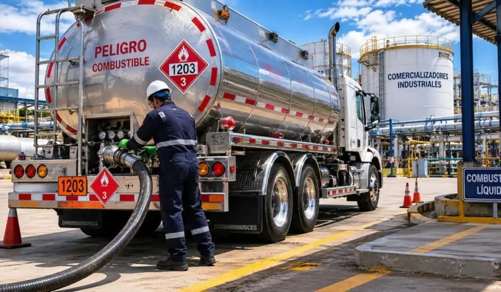 Gremio denunció que MinMinas estaría prohibiendo compartir vehículos de transporte para comercializadores industriales Mercado de combustibles. Imagen: Generada por AI