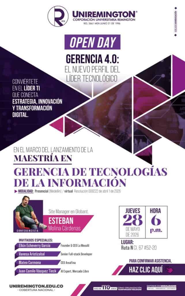 Expertos se reunirán en Medellín para el foro Gerencia 4.0: el nuevo perfil del líder tecnológico; detalles y anuncios Expertos se reunirán en Medellín para el foro Gerencia 4.0: el nuevo perfil del líder tecnológico; detalles y anuncios