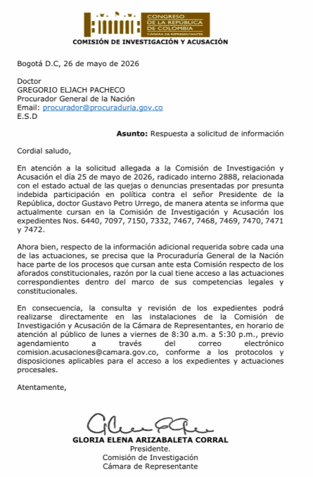 Petro tiene 10 procesos en contra por participación en política, confirma la Comisión de Acusaciones Investigaciones de Petro