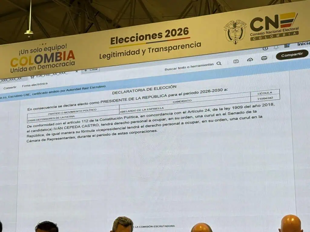 Atención | Abelardo de la Espriella es oficialmente el nuevo presidente de Colombia: CNE confirma resultados de escrutinio Abelardo De La Espriella CNE