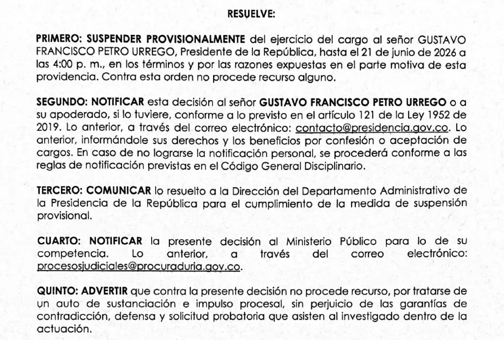 Atención | Presidenta de la Comisión de Acusación busca suspender a Petro del cargo: radicará propuesta Auto borrador suspensión de Gustavo Petro del cargo