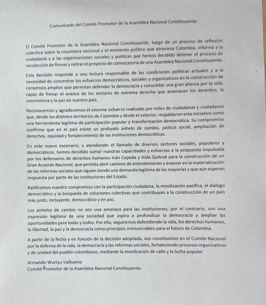 Carta del Comité Constituyente