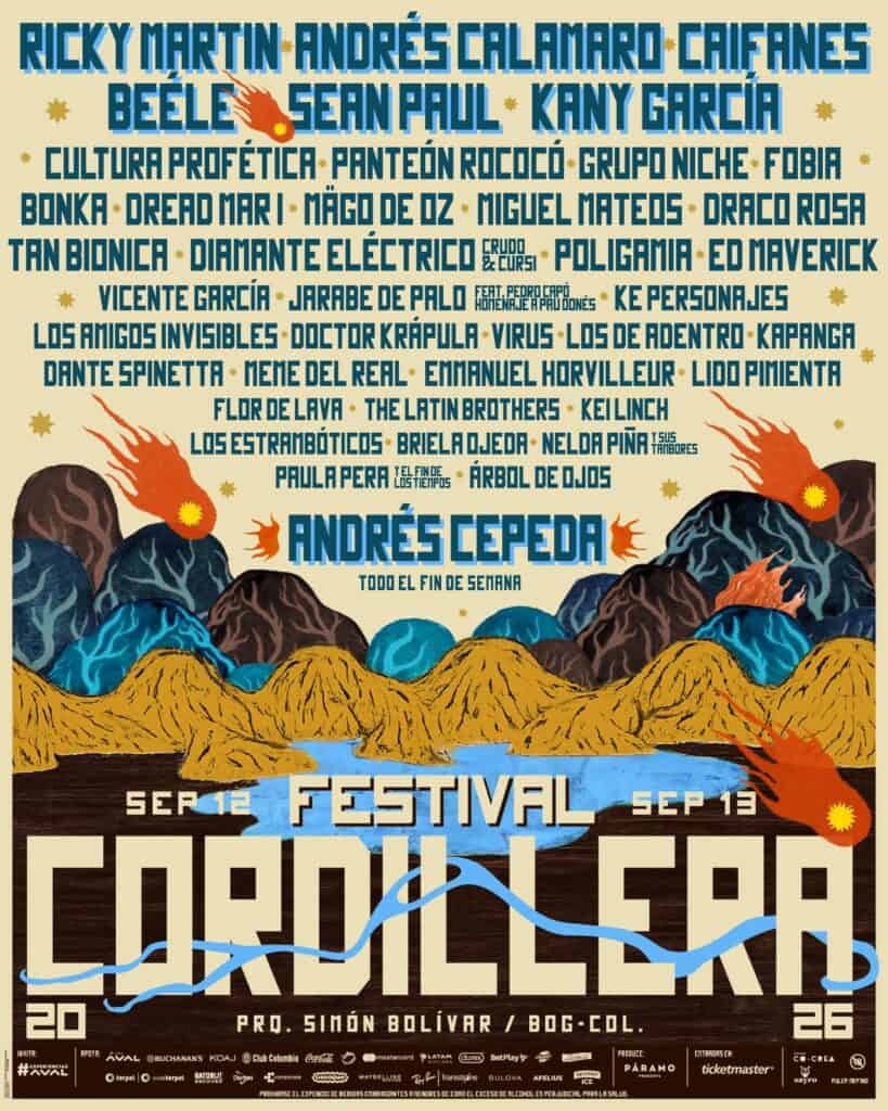 Festival Cordillera 2026 revela su cartel: Ricky Martin, Andrés Calamaro y Caifanes encabezan la nómina Cartel Festival Cordillera 2026_VF