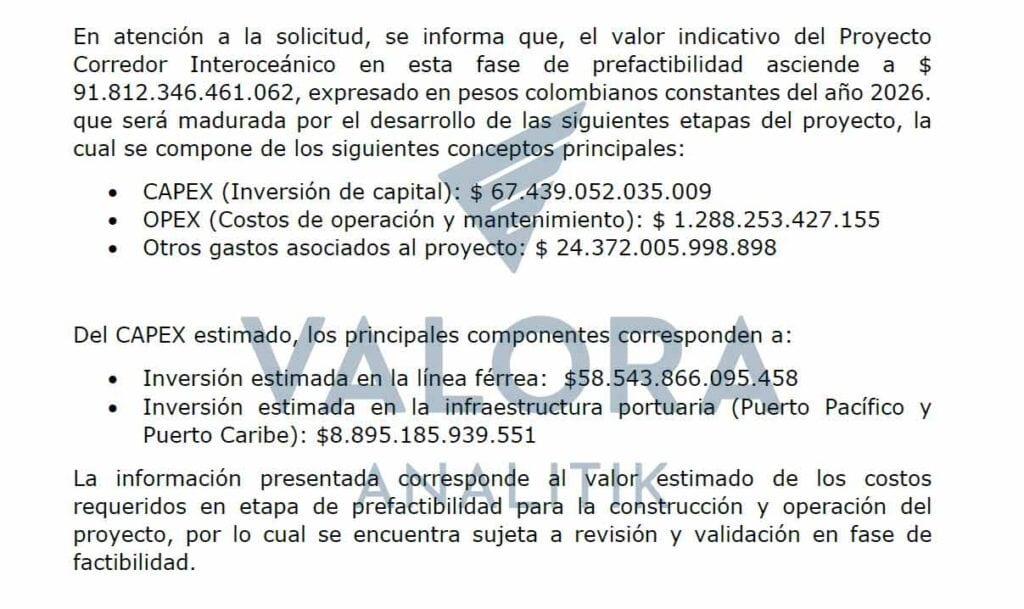 Exclusiva | Megaproyecto del tren interoceánico de Petro se dispara de precio y ya se acerca a $100 billones; así sería su operación Costo tren interoceánico
