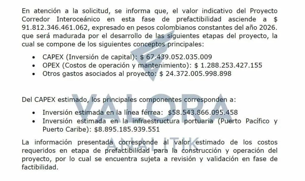 Exclusiva | Megaproyecto del tren interoceánico de Petro se dispara de precio y ya se acerca a $100 billones; así sería su operación Costo tren interoceánico