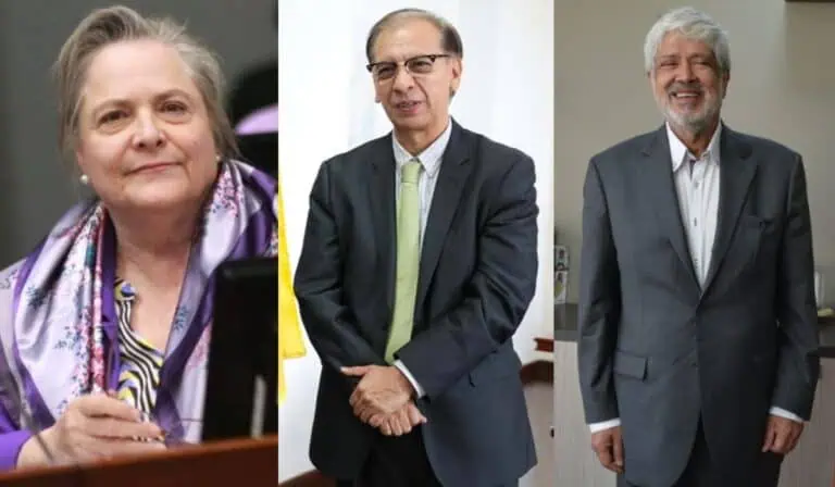 La senadora Clara López; el exdirector de la DIAN, Jairo Villabona; y el exministro de Comercio, Germán Umaña. Imagen: Senado de la República/DIAN/Fontur