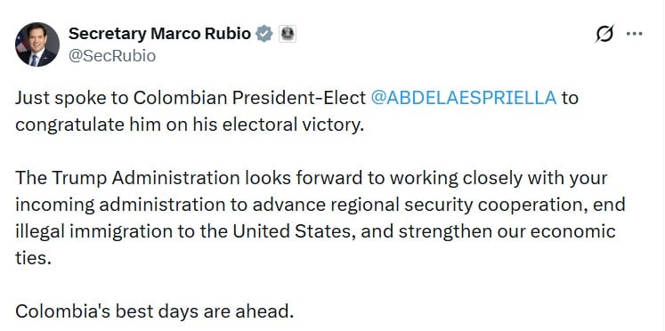 Gobierno de Donald Trump da espaldarazo a la victoria de Abelardo de la Espriella Respaldo a Abelardo de la Espriella