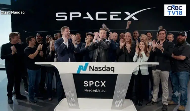 Toque de campana de SpaceX. Tomada de transmisión de CNBC y ajustada con Gemini