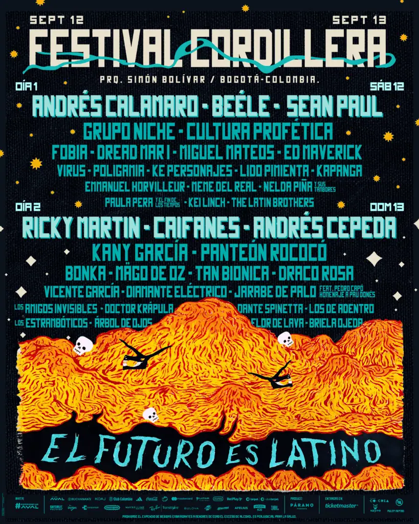 Festival Cordillera confirma la programación del 12 y 13 de septiembre: así quedó el cartel por día Cartel del Festival Cordillera 2026.