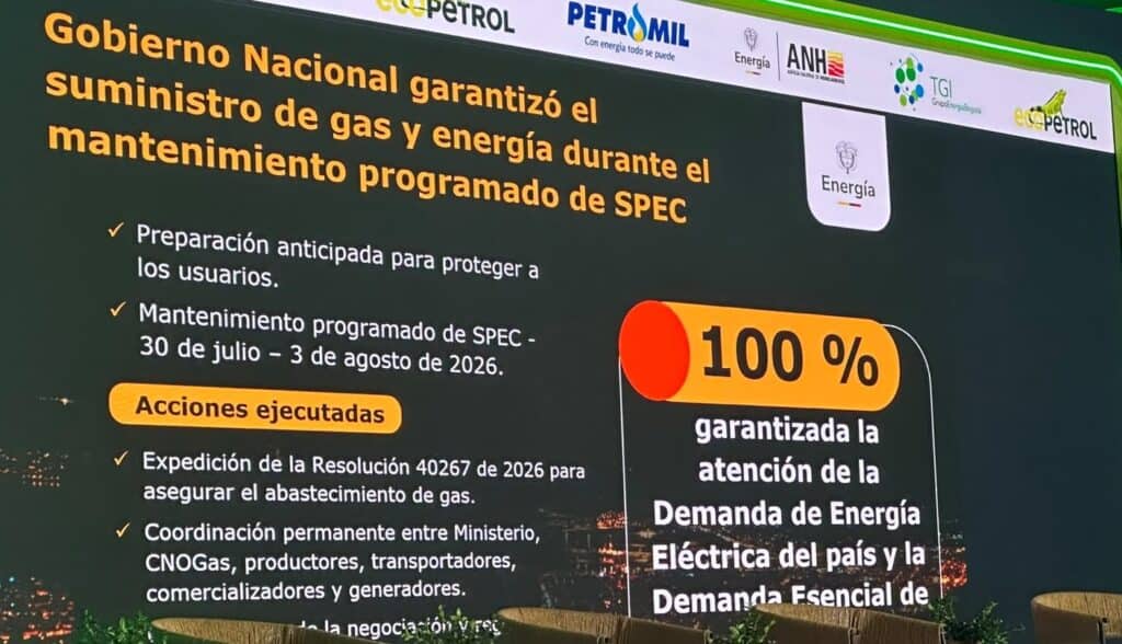 MinMinas confirmó que el abastecimiento de gas y energía durante el mantenimiento de SPEC está garantizado Imagen: Ministerio de Minas y Energía