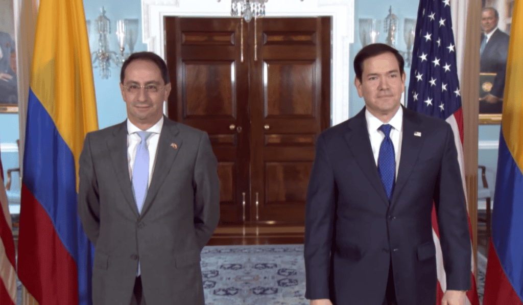 Gobierno De la Espriella confirma primeros acuerdos con Gobierno Trump sobre inversiones, seguridad y Venezuela José Manuel Restrepo, vicepresidente electo, y Marco Rubio, secretario de Estado de Estados Unidos. Foto: tomada de X@jrestrp