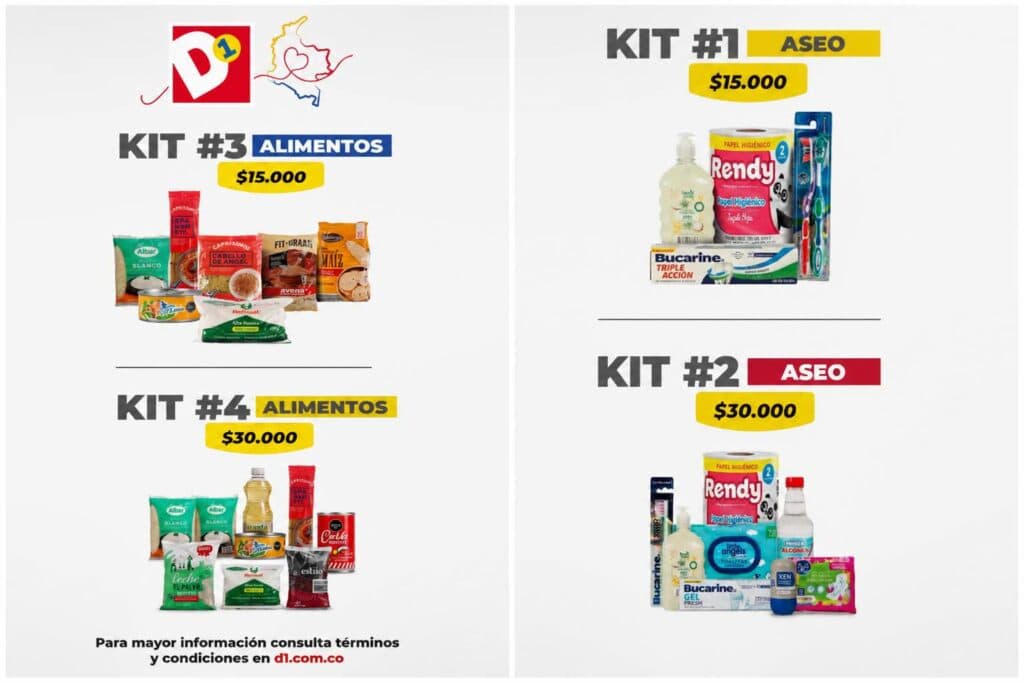 Kits de donación que se pueden comprar en D1 para el terremoto Kits de donación que se pueden comprar en D1 para el terremoto
