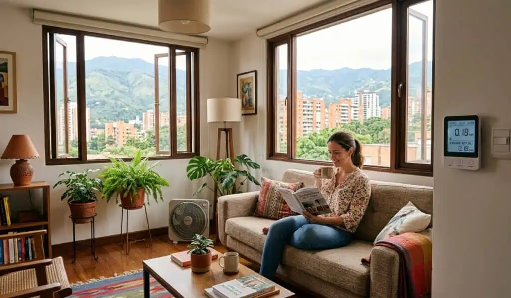 Control del aire acondicionado y eliminación de consumos silenciosos son algunas estrategias para el ahorro de energía Ahorro de energía eléctrica en Colombia. Imagen: Generada por AI Gemini