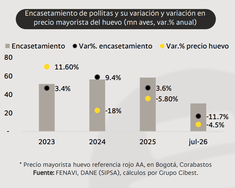 Fenómeno de El Niño impactaría la producción de pollo en 2026 y el precio del huevo repuntaría en 2027 Imagen: Grupo Cibest