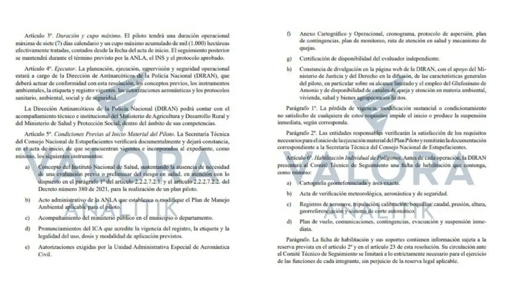 Primicia | Arranca plan piloto para retomar la fumigación aérea de cultivos de coca en Colombia: no se hará con glifosato Resolución aspersión aérea de cultivos ilícitos